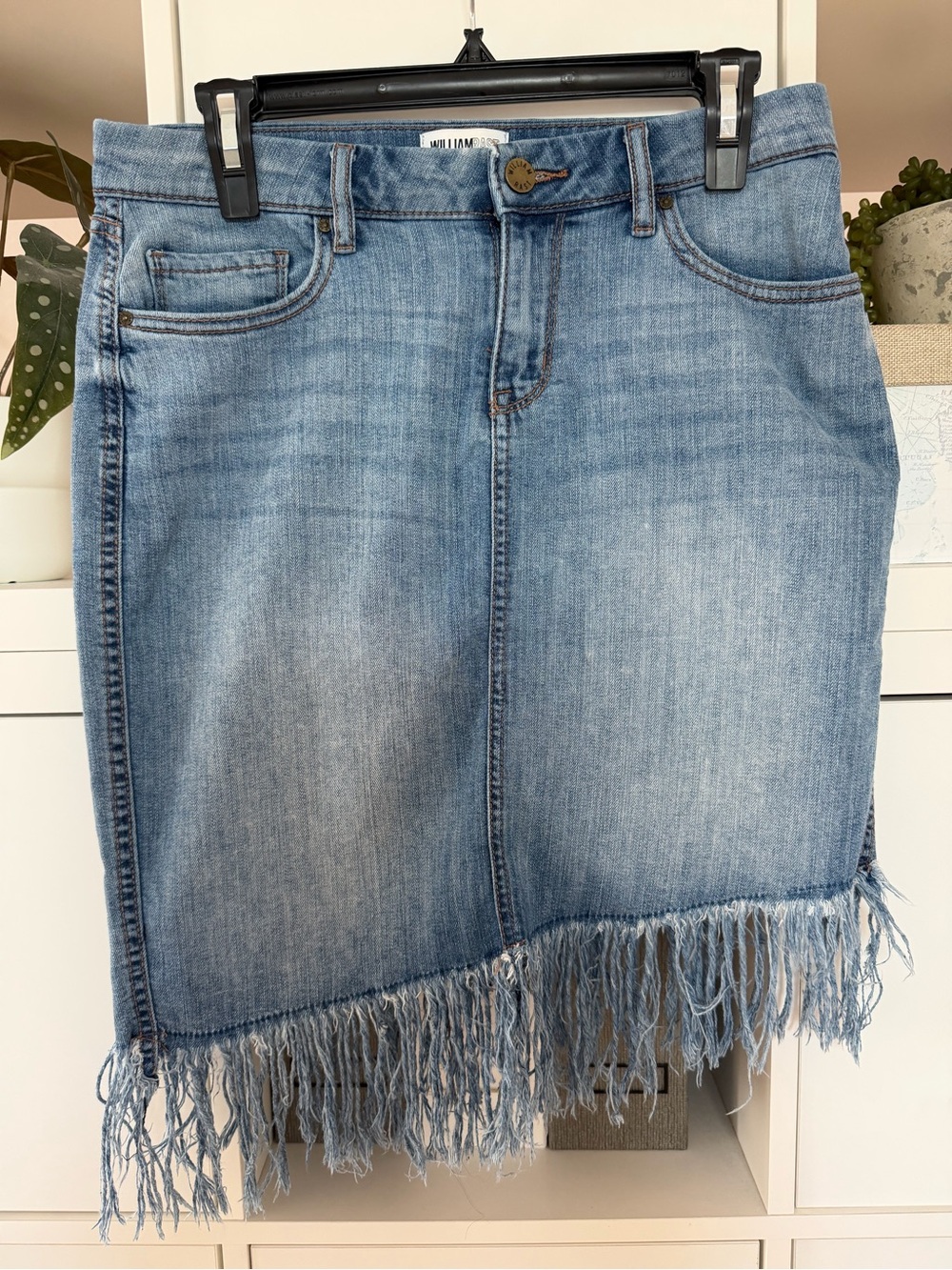 William Rast Asymmetrical Frayed Denim Skirt Size 28